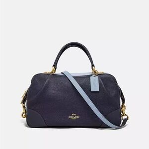 Coach Lane Blue Satchel with Gold Accents